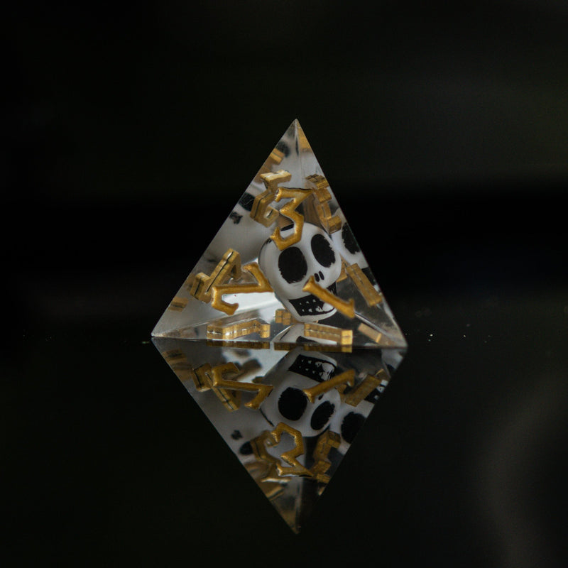 Load image into Gallery viewer, Corpse Gold Sharp-Edged Resin Dice Set
