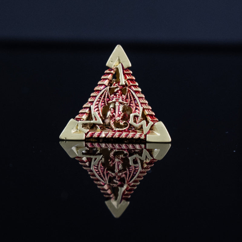 Load image into Gallery viewer, Dragonguard Hollow Metal Dice Set - Crimson and Gold
