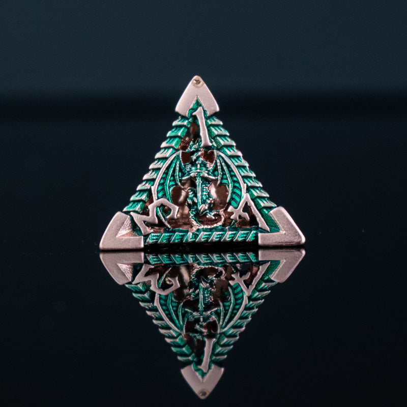 Load image into Gallery viewer, Dragonguard Hollow Metal Dice Set - Emerald and Bronze
