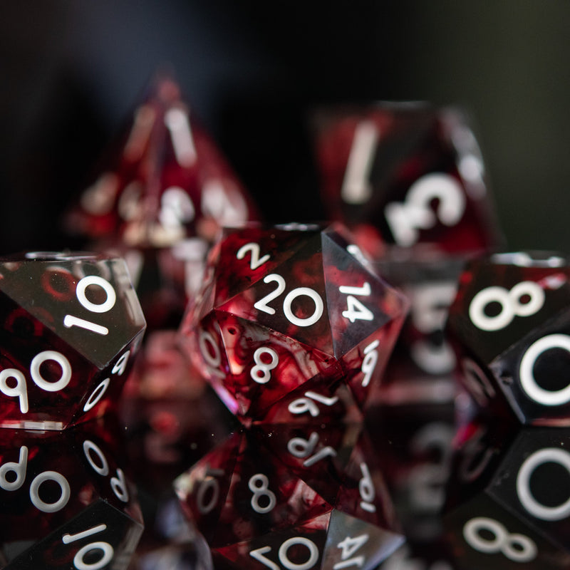 Load image into Gallery viewer, Bloodbath Sharp-Edged Resin Dice Set
