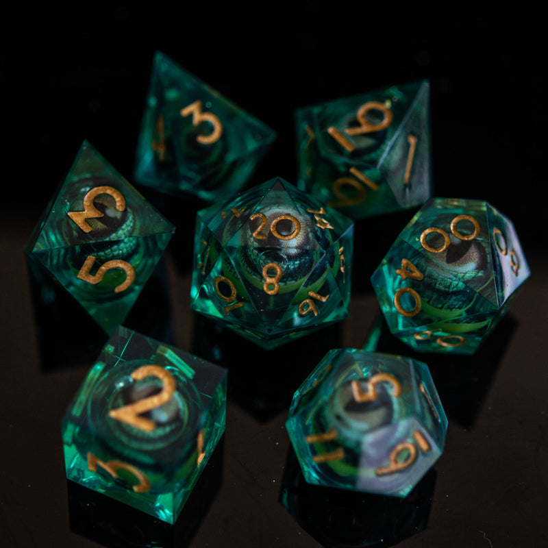 Load image into Gallery viewer, Reptilian Green Liquid Core Dice Set
