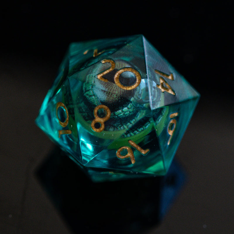 Load image into Gallery viewer, Reptilian Green Liquid Core Dice Set
