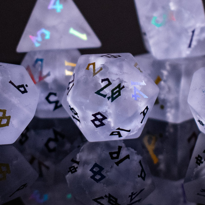 Load image into Gallery viewer, Bifrost Raised Lava Glass Dice Set
