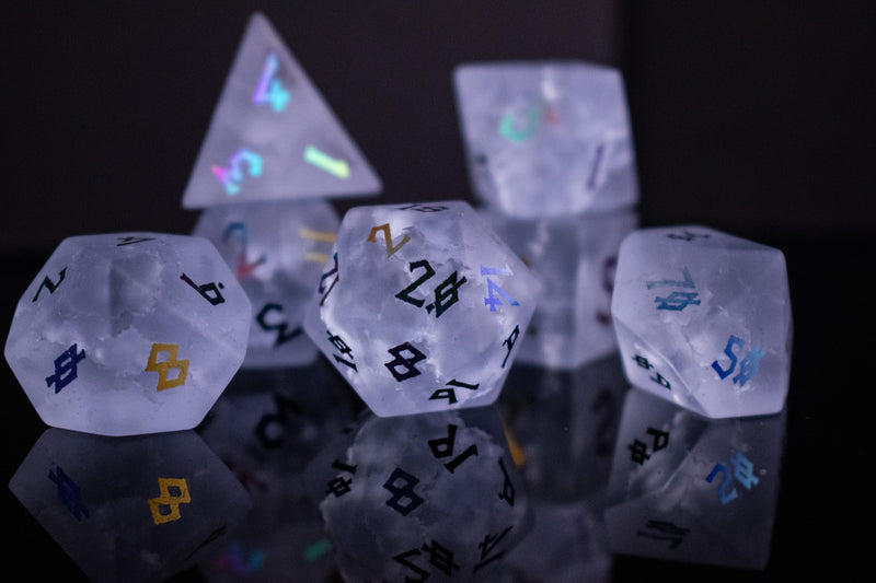 Load image into Gallery viewer, Bifrost Raised Lava Glass Dice Set
