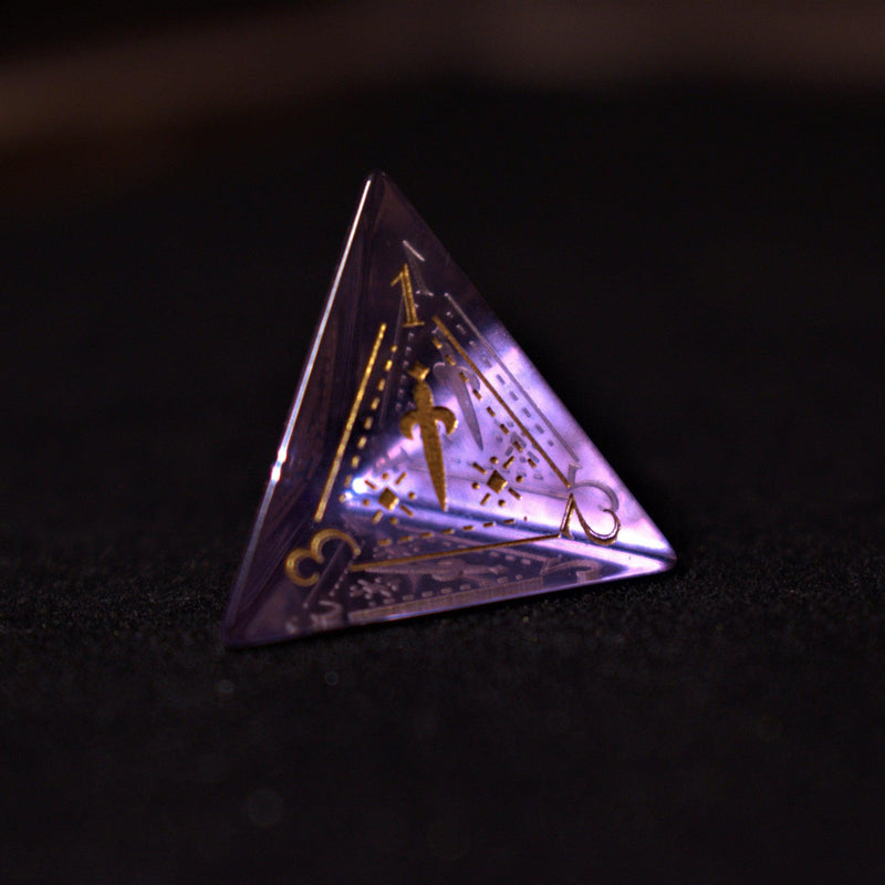 Load image into Gallery viewer, Fabled Mark Purple Glass Dice Set
