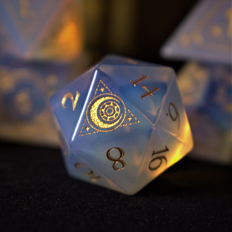 Load image into Gallery viewer, Fabled Mark Opalite Stone Dice Set
