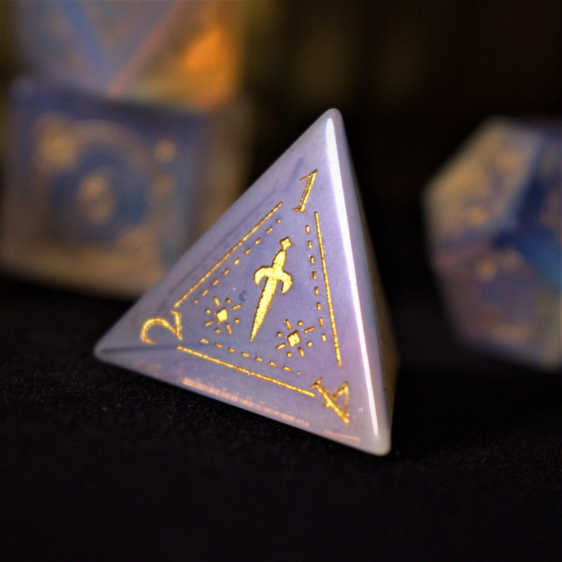 Load image into Gallery viewer, Fabled Mark Opalite Stone Dice Set
