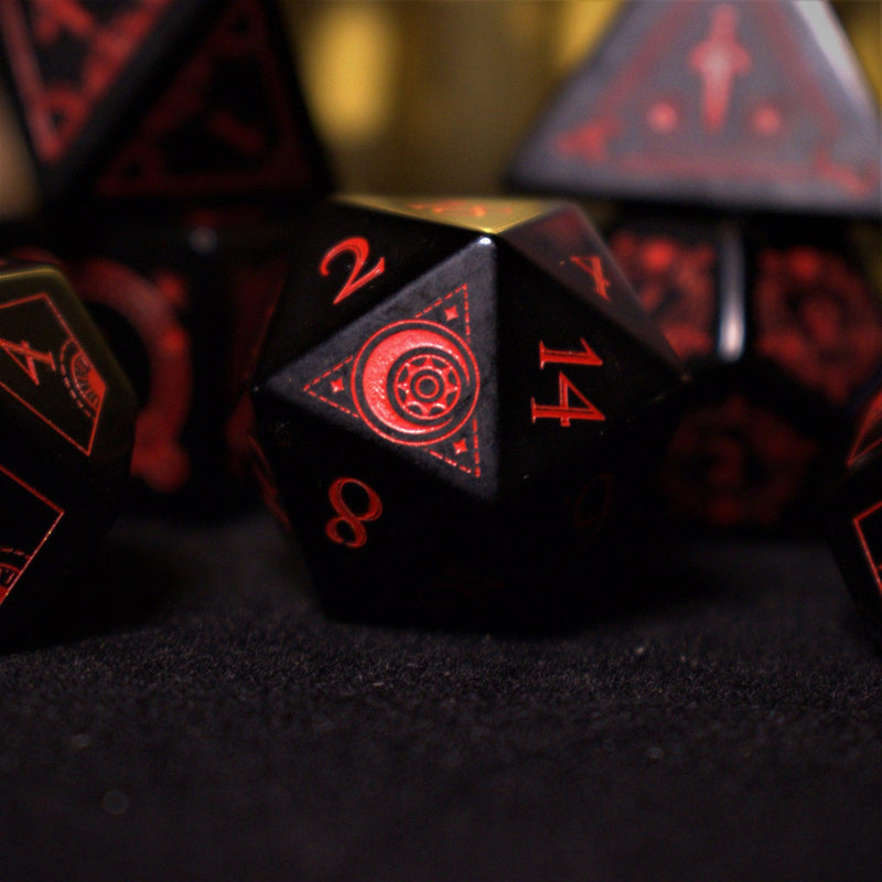 Load image into Gallery viewer, Fabled Mark - Obsidian Stone Dice Set
