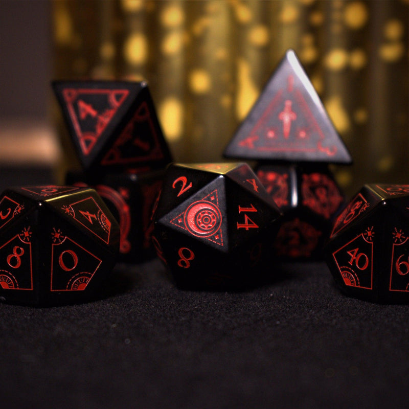 Load image into Gallery viewer, Fabled Mark - Obsidian Stone Dice Set

