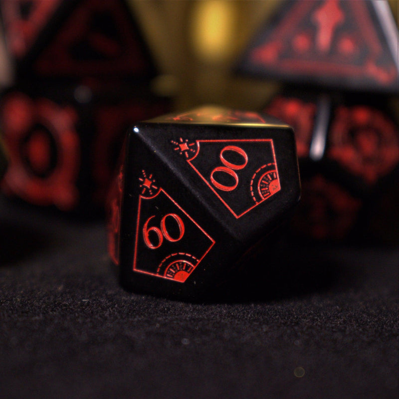 Load image into Gallery viewer, Fabled Mark - Obsidian Stone Dice Set
