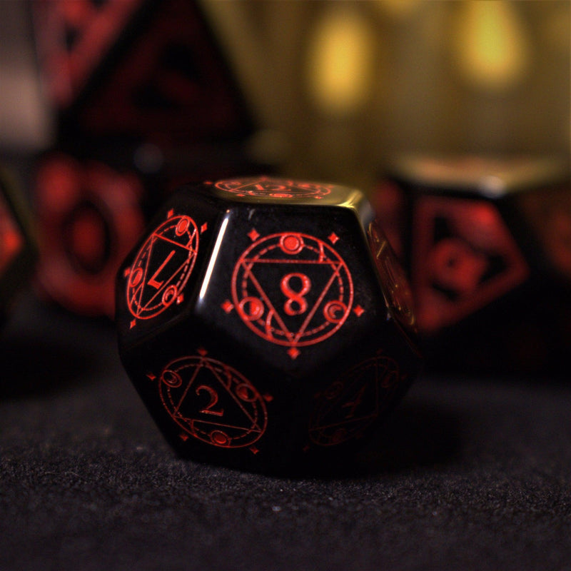 Load image into Gallery viewer, Fabled Mark - Obsidian Stone Dice Set
