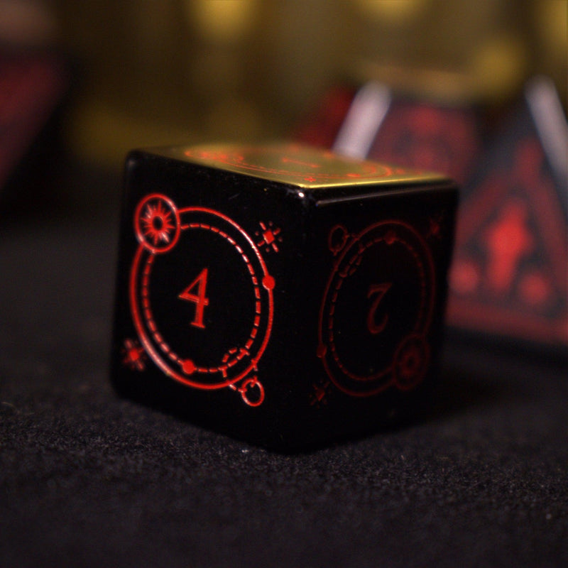 Load image into Gallery viewer, Fabled Mark - Obsidian Stone Dice Set
