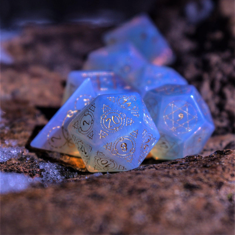 Load image into Gallery viewer, Spellcaster Opalite Stone Dice Set
