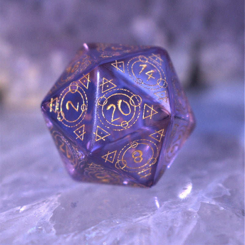 Load image into Gallery viewer, Spellcaster Purple Glass Dice Set
