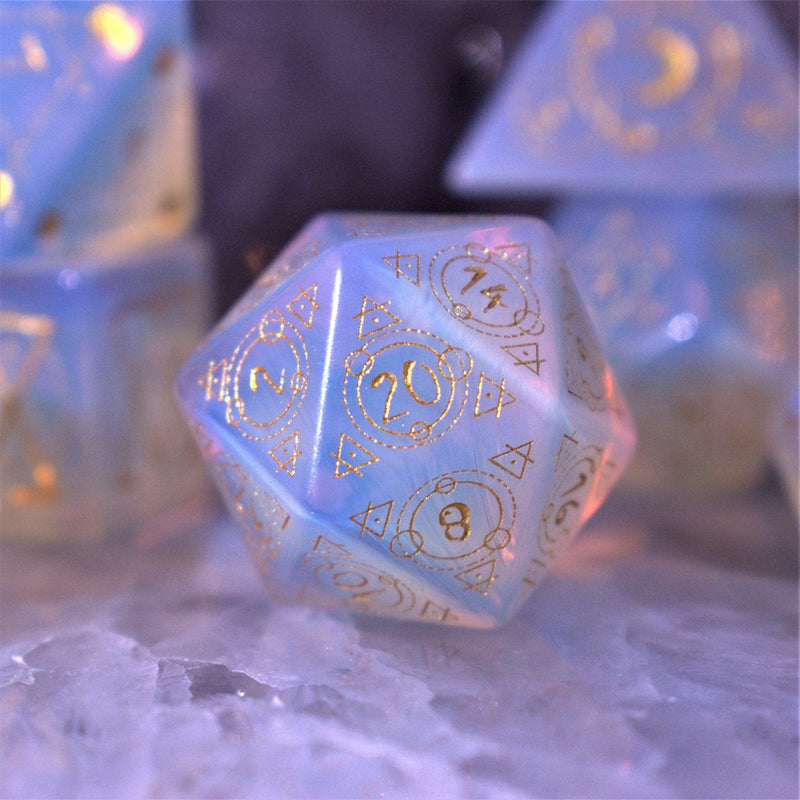 Load image into Gallery viewer, Spellcaster Opalite Stone Dice Set
