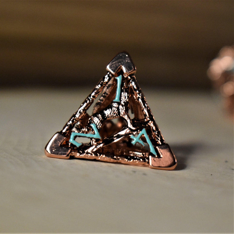 Load image into Gallery viewer, Legends of Valhalla - Copper and Blue Hollow Metal Dice Set
