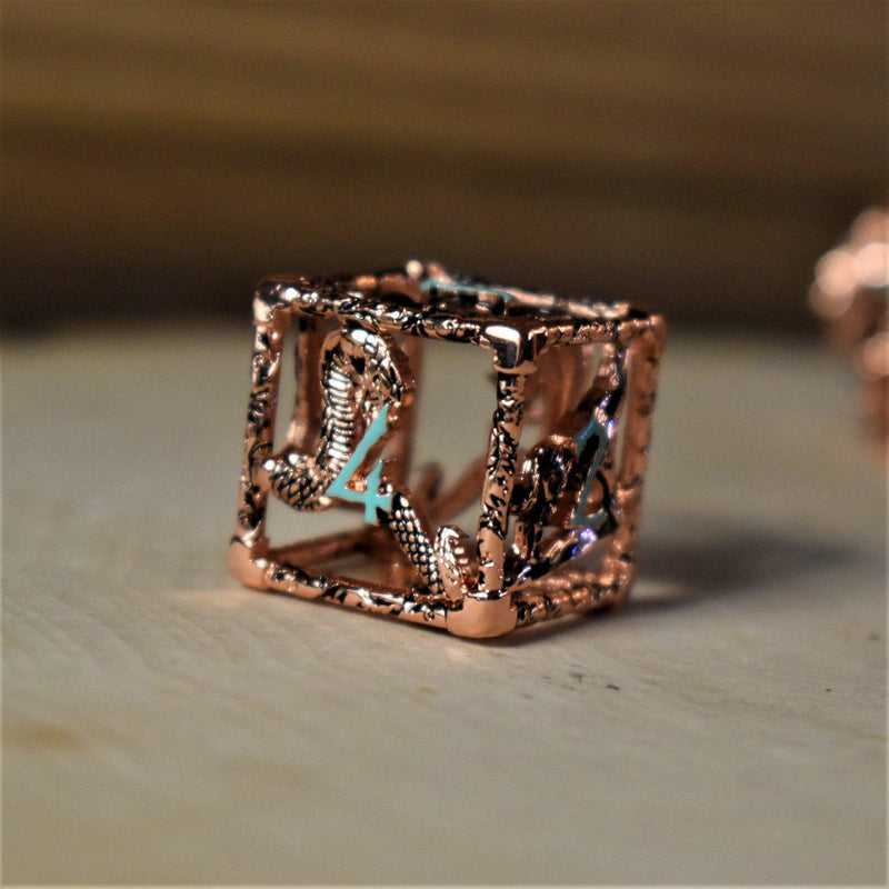 Load image into Gallery viewer, Legends of Valhalla - Copper and Blue Hollow Metal Dice Set
