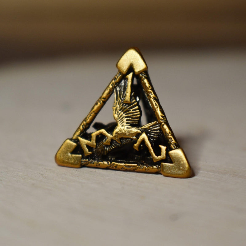 Load image into Gallery viewer, Legends of Valhalla - Golden Brass Hollow Metal Dice Set
