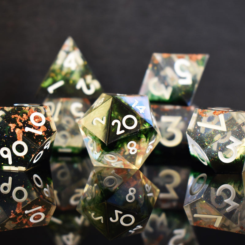 Load image into Gallery viewer, Earthbind Sharp-Edged Resin Dice Set
