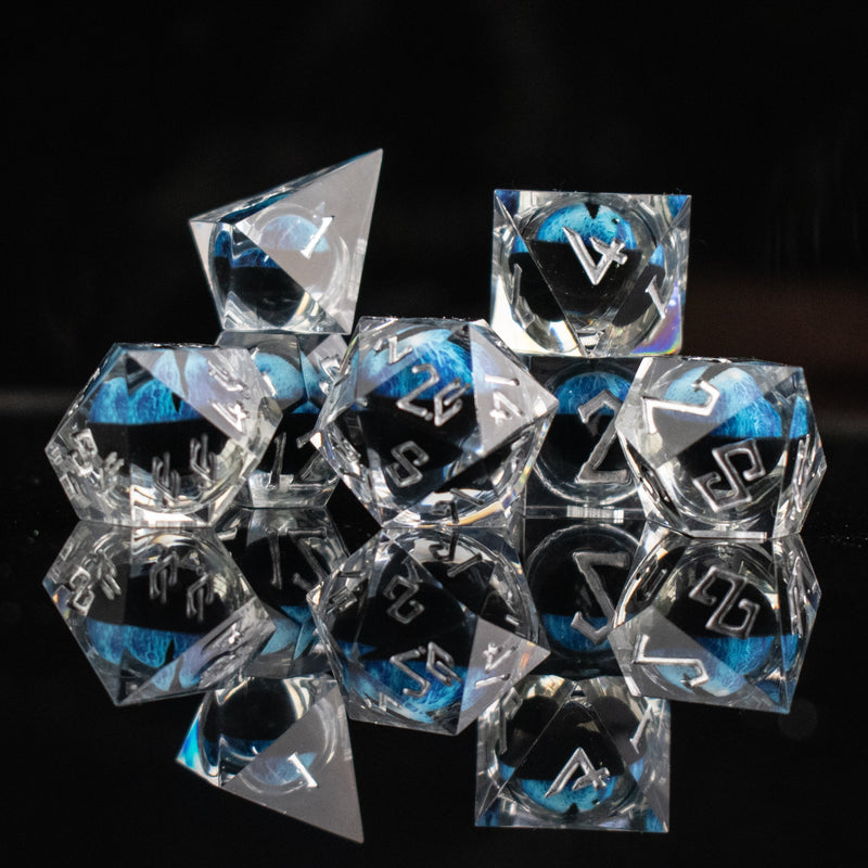 Load image into Gallery viewer, Legacy of Blue Eyes Liquid Core Dice Set - Silver
