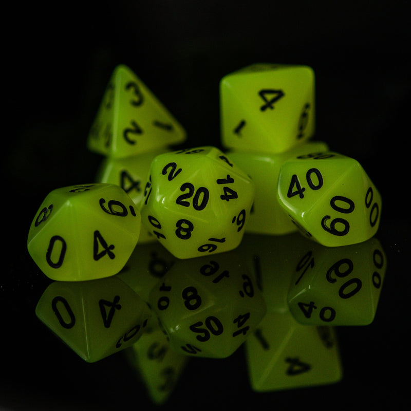 Load image into Gallery viewer, Neon Yellow Acrylic Dice Set
