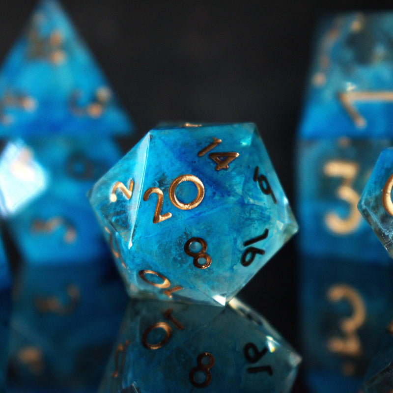Load image into Gallery viewer, Shape of Water Sharp-Edged Resin Dice Set
