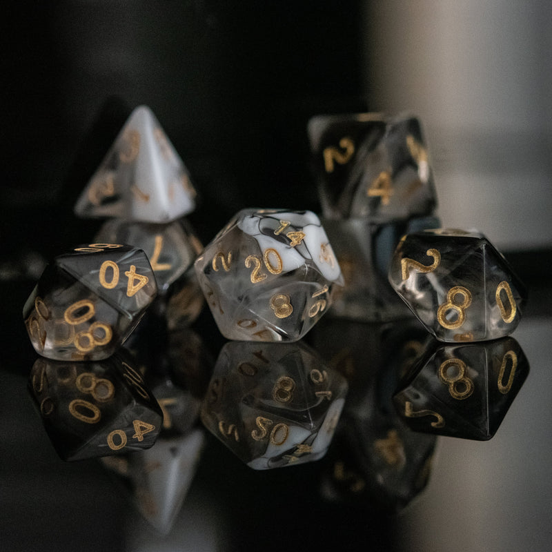 Load image into Gallery viewer, Yin and Yang Acrylic Dice Set
