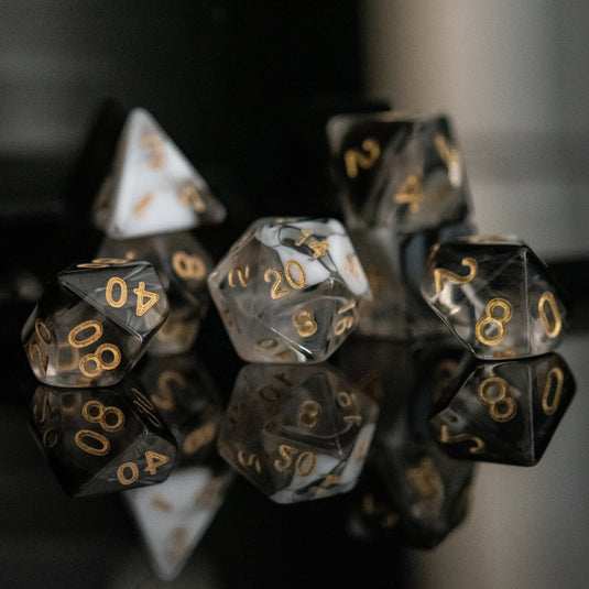 Yin and Yang Acrylic Dice Set