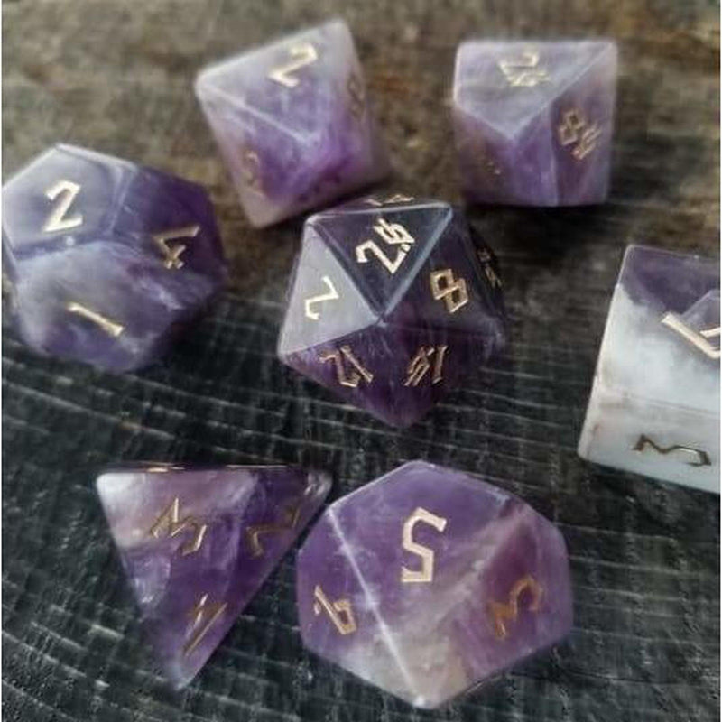 Load image into Gallery viewer, Amethyst Stone Dice Set
