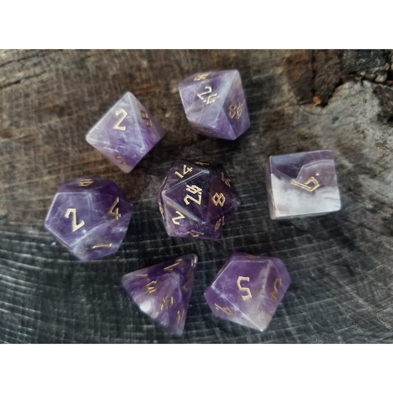 Load image into Gallery viewer, Amethyst Stone Dice Set
