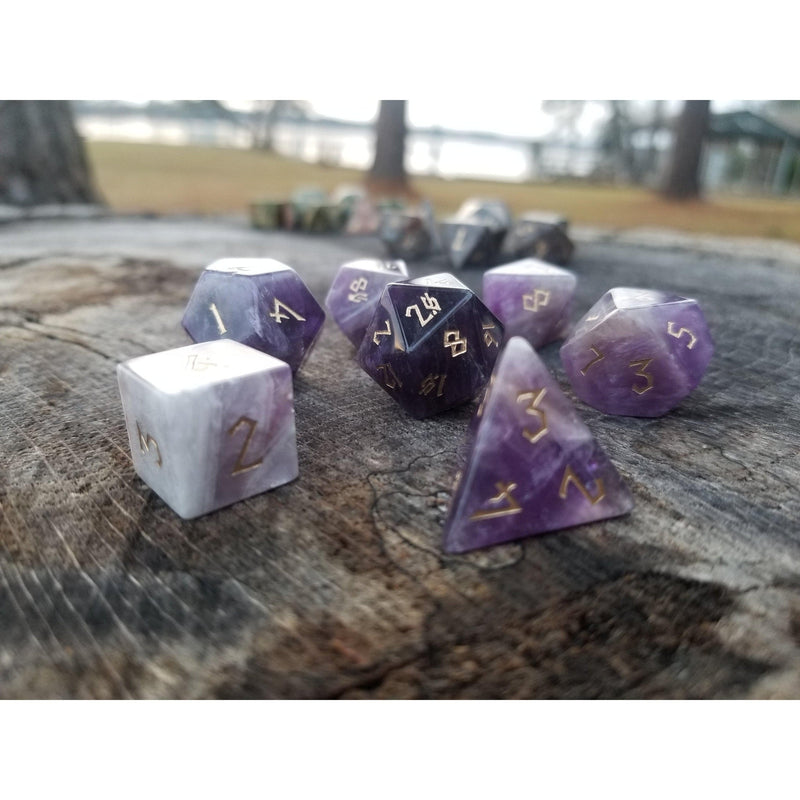 Load image into Gallery viewer, Amethyst Stone Dice Set

