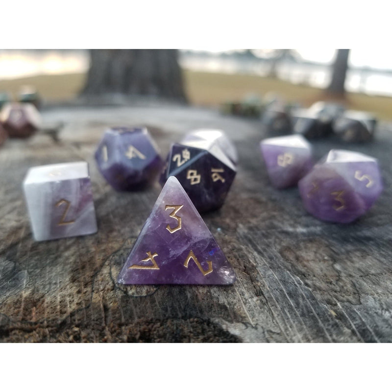 Load image into Gallery viewer, Amethyst Stone Dice Set
