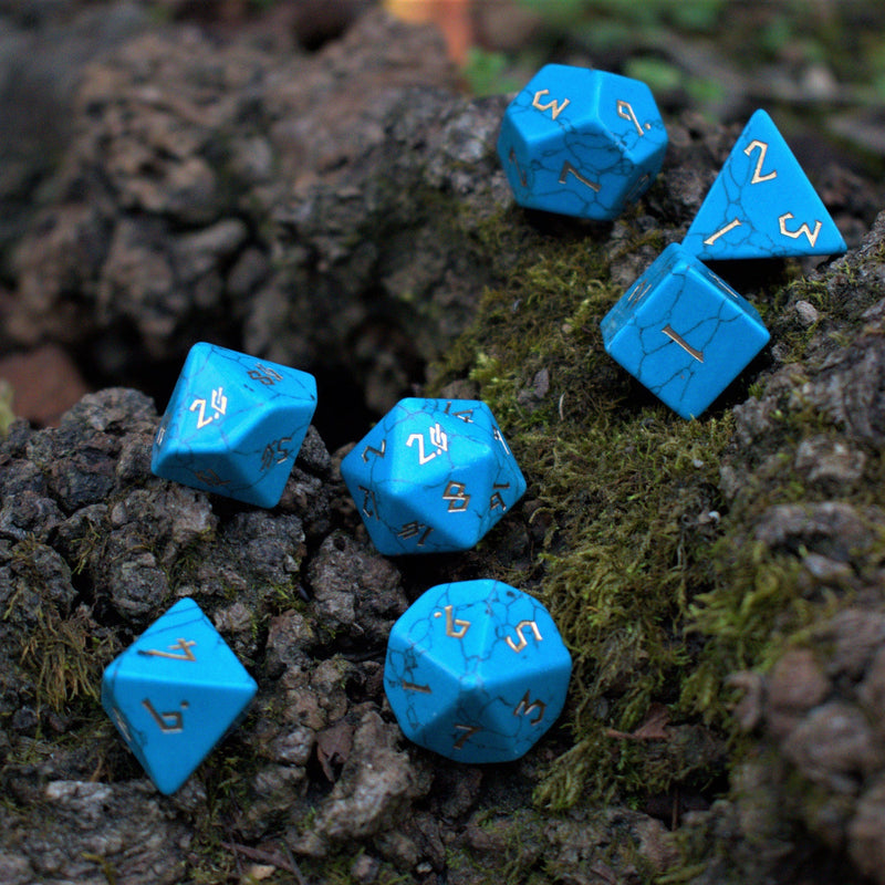 Load image into Gallery viewer, Blue Turquoise Stone Dice Set
