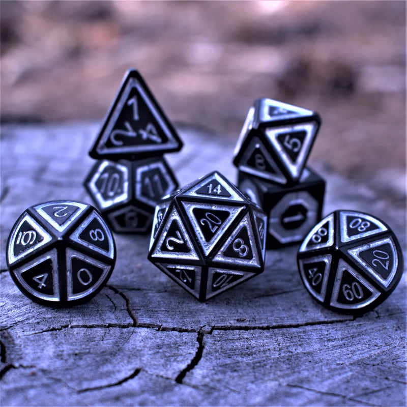 Load image into Gallery viewer, Cleric&#39;s Domain Ice And Shadow Metal Dice Set
