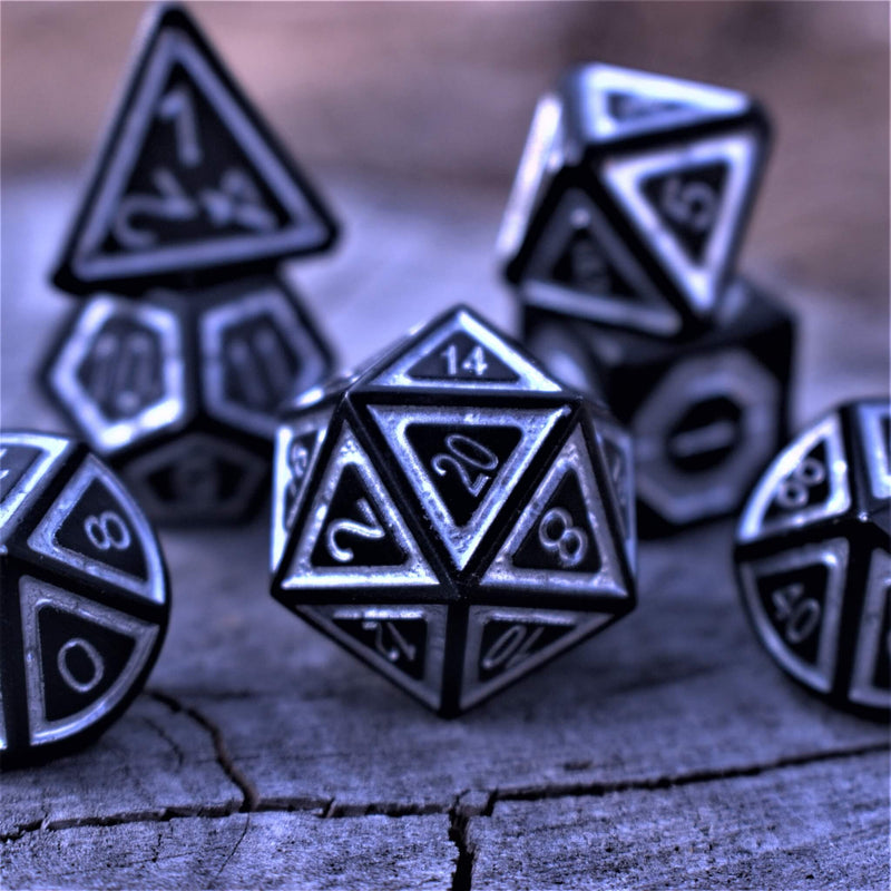 Load image into Gallery viewer, Cleric&#39;s Domain Ice And Shadow Metal Dice Set
