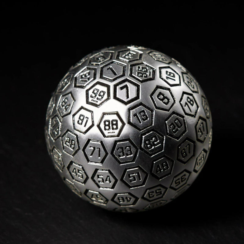 Load image into Gallery viewer, The Orb D100 -  Black and Matte Silver Metal Die
