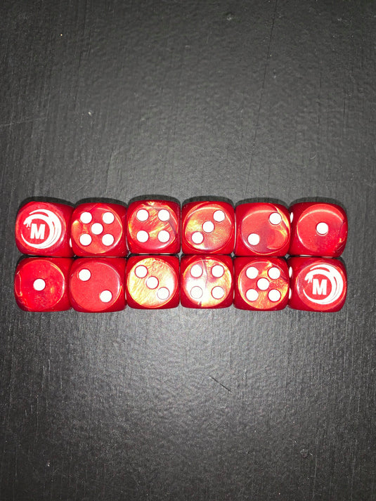 Mythicos Studios Red and White Dice Set (D6) (Set of 12)