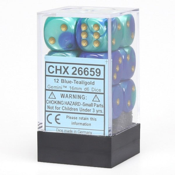 Load image into Gallery viewer, Chessex 16mm D6 12 Die Dice Set
