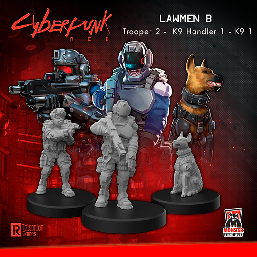 Load image into Gallery viewer, Cyberpunk RED Miniatures - Lawmen: B  Enforcers

