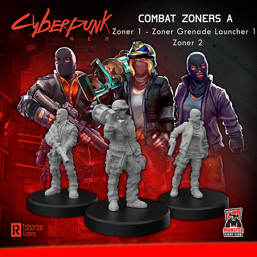 Load image into Gallery viewer, Cyberpunk RED Miniatures - Combat Zoners: A Heavies

