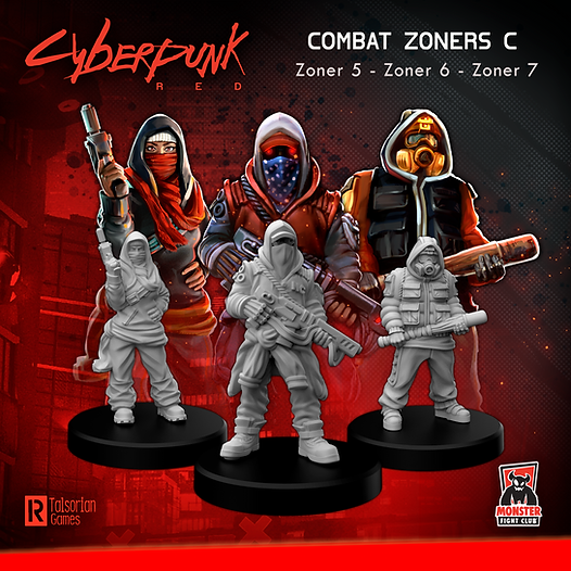 Load image into Gallery viewer, Cyberpunk RED Miniatures - Combat Zoners C
