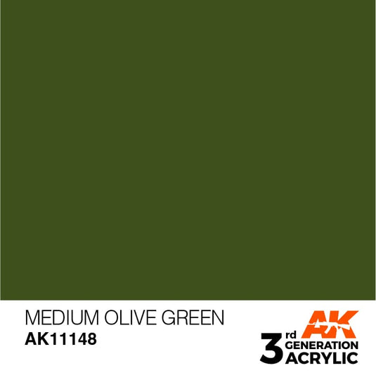 AK Interactive Acrylic Modelling Colors - Medium Olive Green