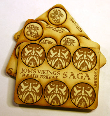 Jomsviking Tokens (6 Wrath & 16 Fatigue painted MDF tokens)