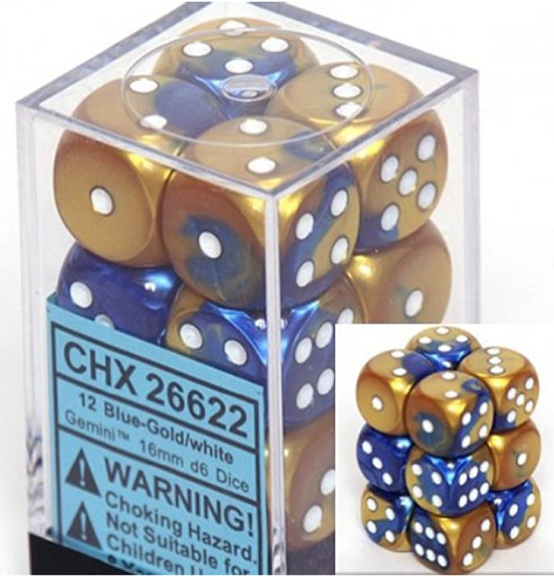 Load image into Gallery viewer, Chessex 16mm D6 12 Die Dice Set
