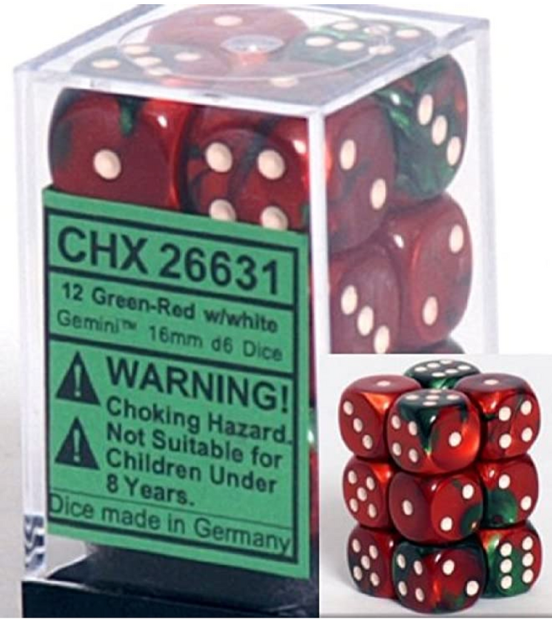 Load image into Gallery viewer, Chessex 16mm D6 12 Die Dice Set
