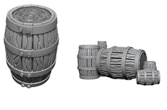 WizKids Deep Cuts Unpainted Minis: W5 Barrel & Pile of Barrels