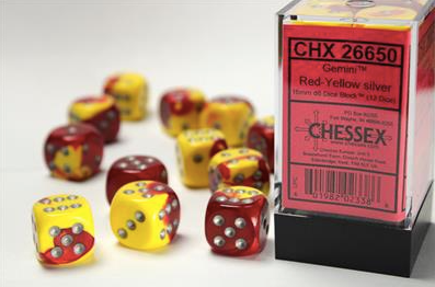 Chessex 16mm D6 12 Die Dice Set