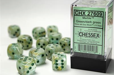 Load image into Gallery viewer, Chessex 16mm D6 12 Die Dice Set
