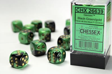 Load image into Gallery viewer, Chessex 16mm D6 12 Die Dice Set
