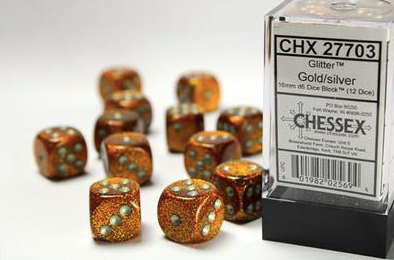 Load image into Gallery viewer, Chessex 16mm D6 12 Die Dice Set
